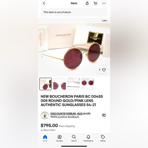 👑Boucheron  Paris BC0045S ‼️Size 56-21-135 By KERING Eyewear 100% - Picture 3 of 16